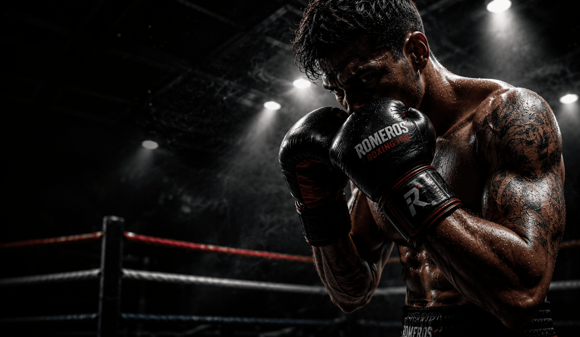 Boxer in the ring at Romero's Boxing School